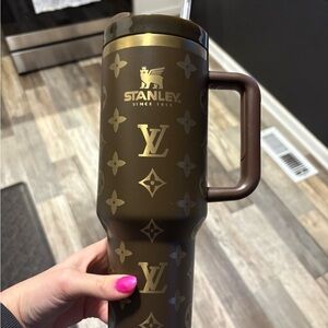 Stanley Designer Gold and Brown Travel Mug Cup with Handle